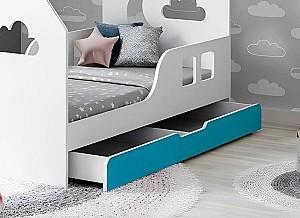 Pat copii Happy Babies House Cloud L04 cu sertar 80x160