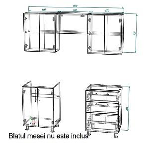 Set mobila bucatarie Smartex K2 180 cm Ivory