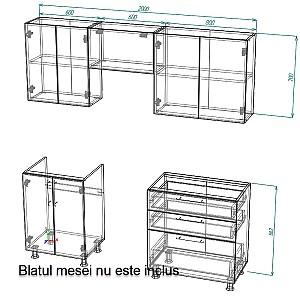 Set mobila bucatarie Smartex K2 200 cm Ivory