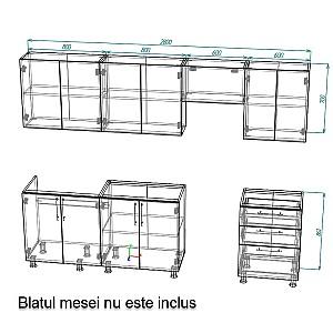 Set mobila bucatarie Smartex K2 280 cm Alb / Ivory