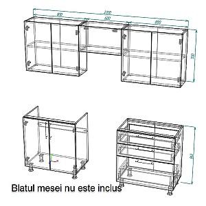 Set mobila bucatarie Smartex K2 220 cm Alb / Ivory