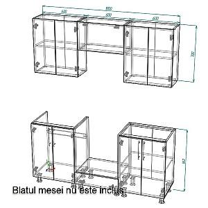 Set mobila bucatarie Smartex K3 180 cm Alb / Ivory