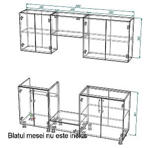 Set mobila bucatarie Smartex K3 200 cm Alb / Cașmir
