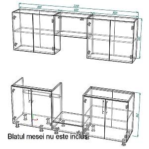 Set mobila bucatarie Smartex K3 220 cm Ivory