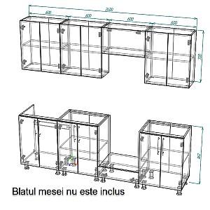Set mobila bucatarie Smartex K3 240 cm Alb / Ivory