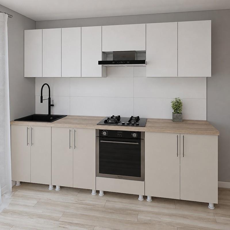 Set mobila bucatarie Smartex K3 260 cm Alb / Cașmir