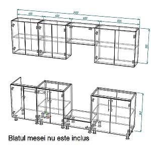 Set mobila bucatarie Smartex K3 260 cm Alb / Cașmir
