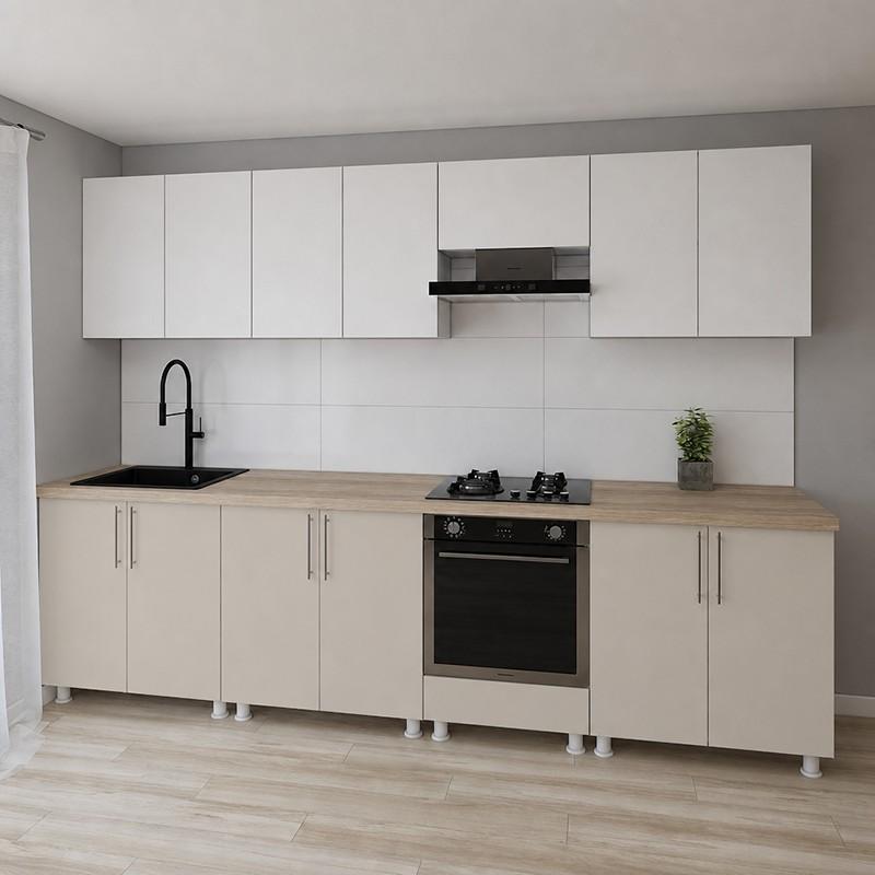 Set mobila bucatarie Smartex K3 300 cm Alb / Cașmir
