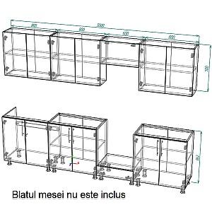 Set mobila bucatarie Smartex K3 300 cm Alb / Cașmir