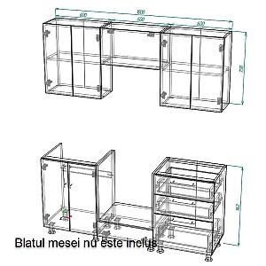 Set mobila bucatarie Smartex K4 180 cm Alb / Cașmir