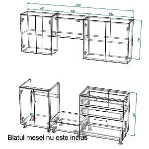 Set mobila bucatarie Smartex K4 200 cm Alb / Ivory