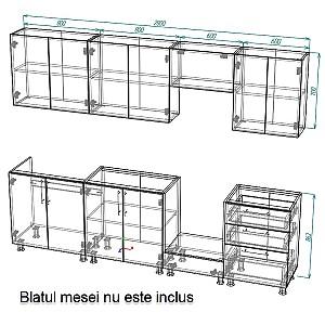 Set mobila bucatarie Smartex K4 300 cm Alb / Ivory