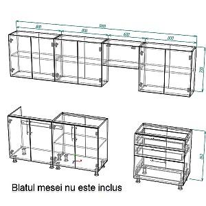 Set mobila bucatarie Smartex K2 300 cm Alb / Ivory