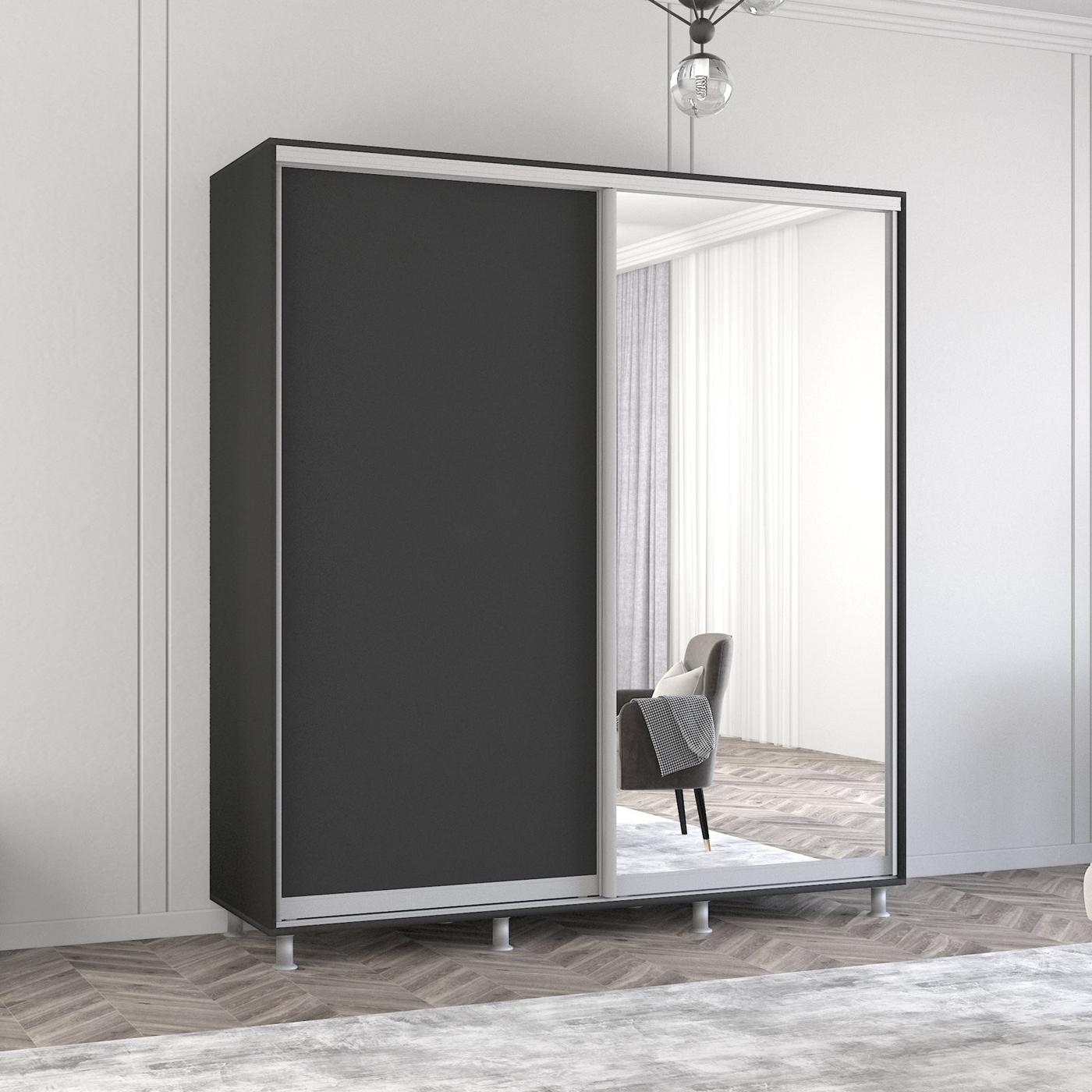 Dulap-cupe Mobildor Lux Aron 180 (1 oglinda, 1 PAL) Antracit