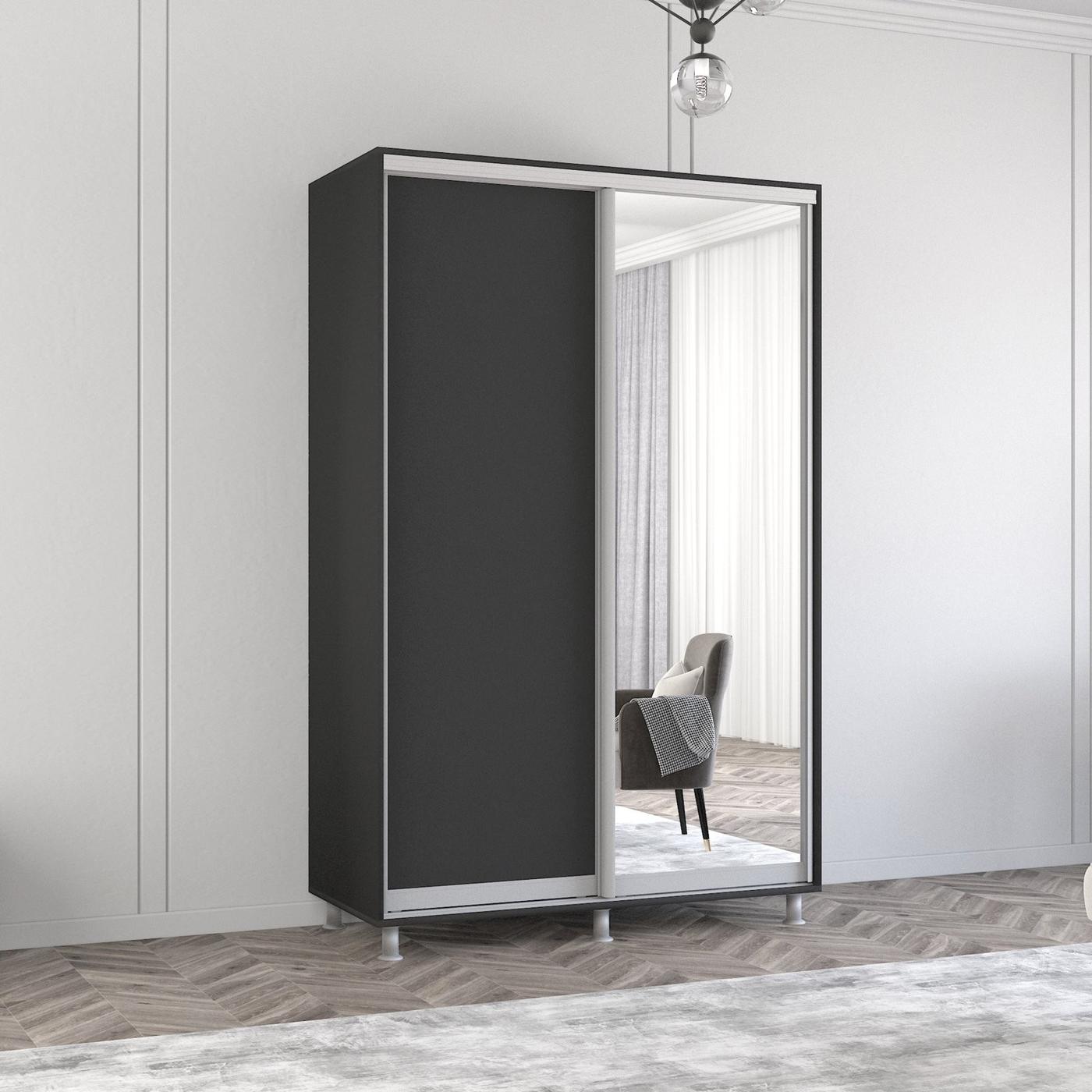 Dulap-cupe Mobildor Lux Aron 130 (1 oglinda, 1 PAL) Antracit
