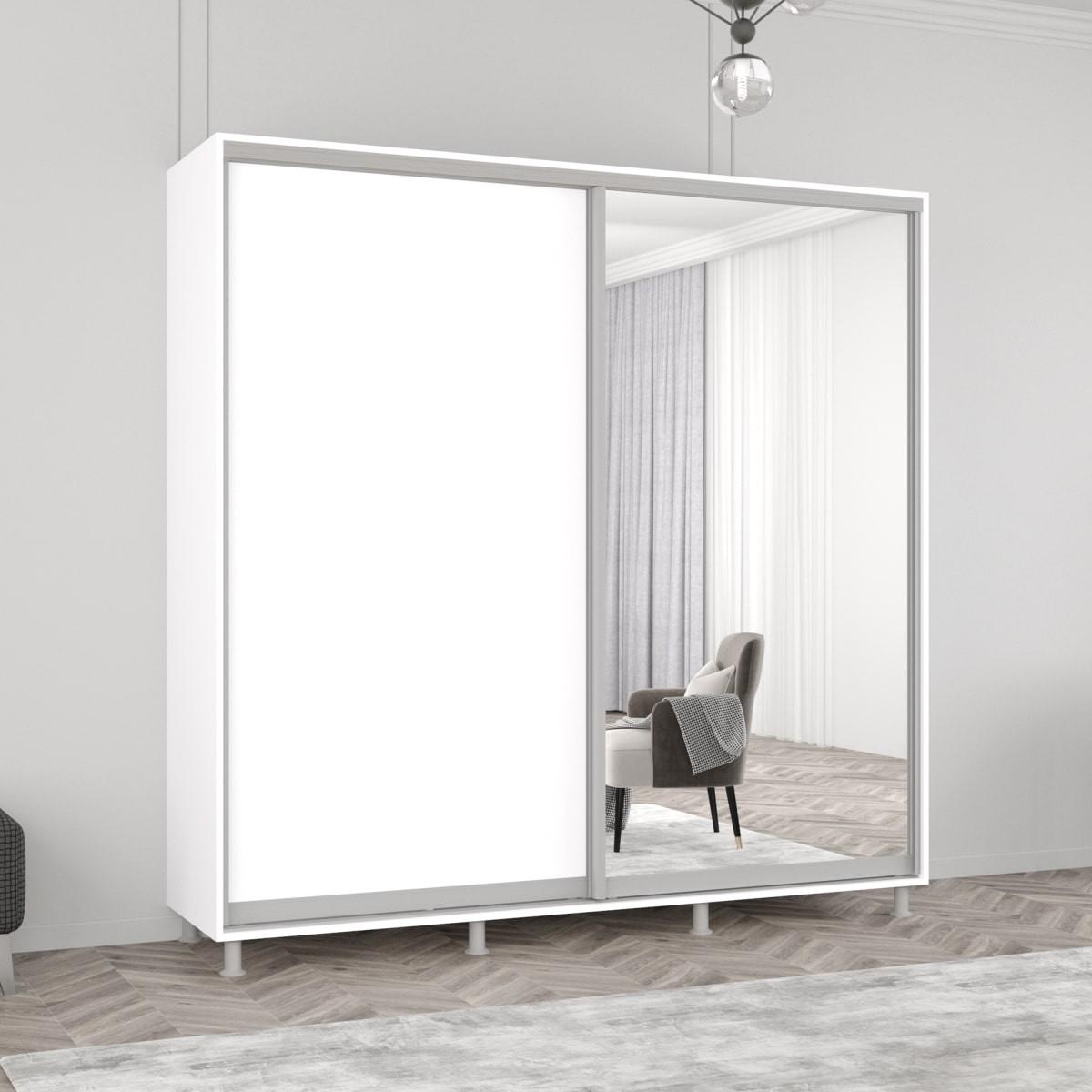 Dulap-cupe Mobildor Lux Aron 200 (1 oglinda, 1 PAL) Alb