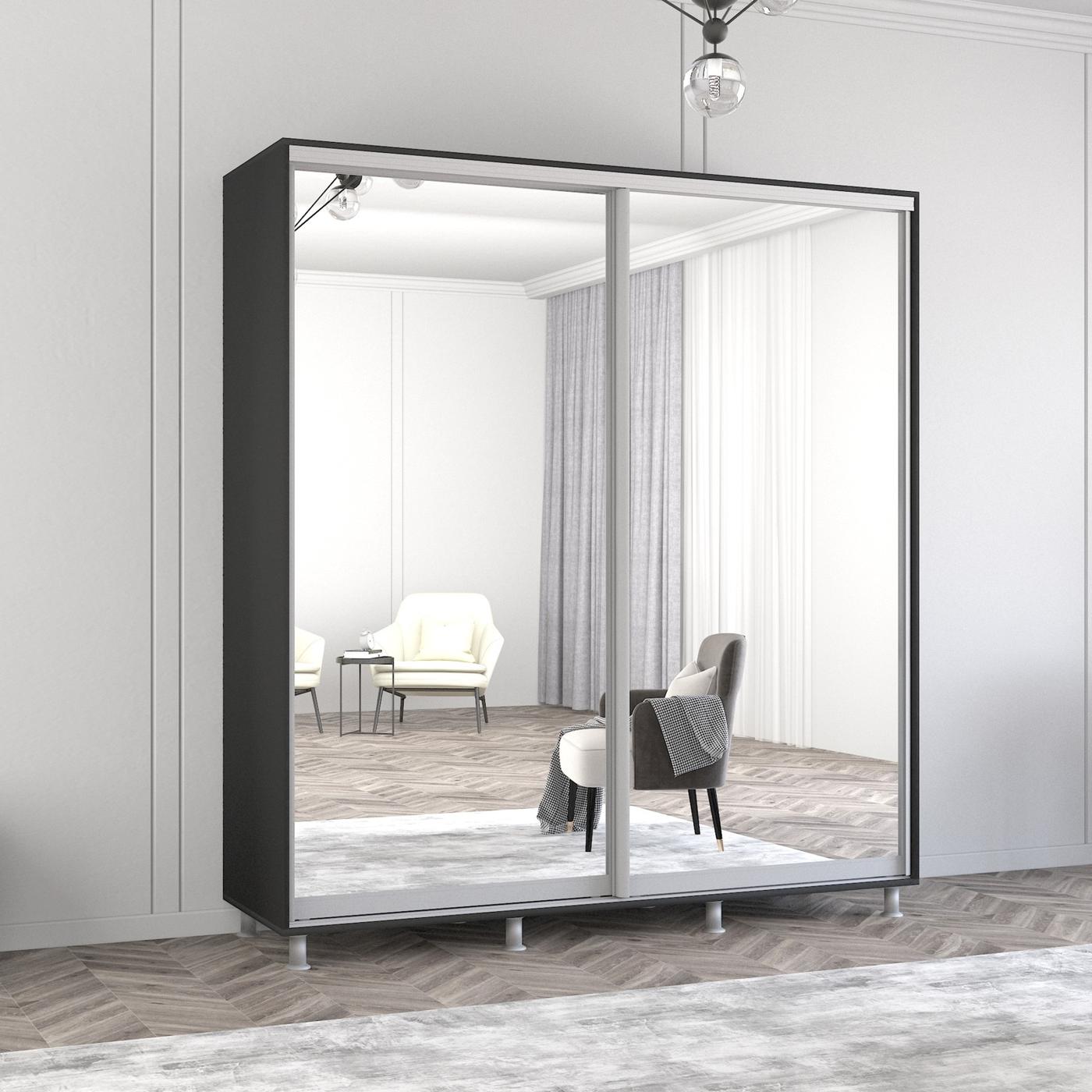 Dulap-cupe Mobildor Lux Aron 180 (2 oglinzi) Antracit