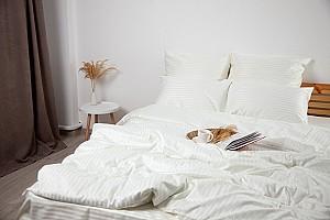 Albituri de pat TEP Stripe Satin 200x220 cm Pure White