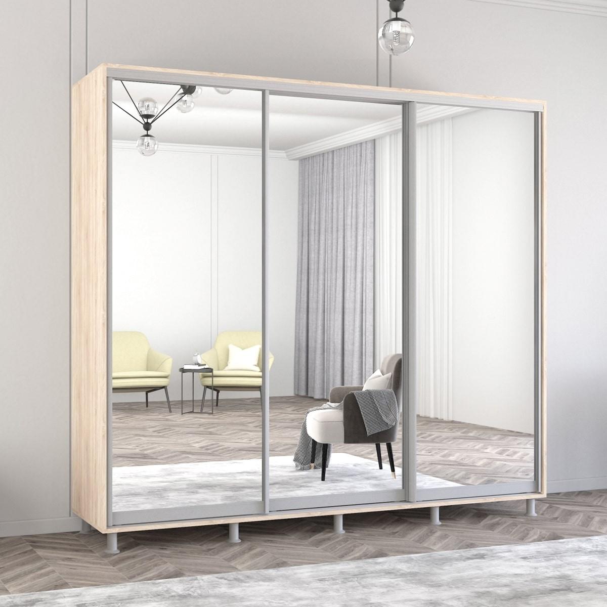 Dulap-cupe Mobildor Lux Aron 250 (3 oglinzi) Stejar Sonoma