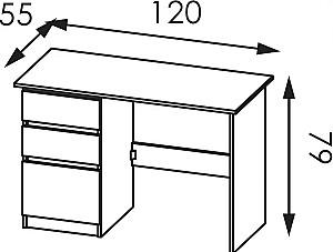 Masa de birou Modern Komfi 2 120cm Gri ardezie/Stejar artizanal alb