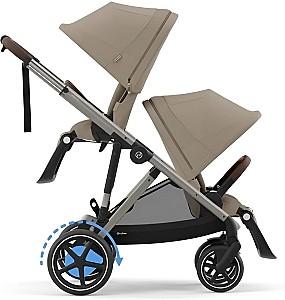 Carucior pentru gemeni Cybex e-Gazelle S TPE Almond Beige