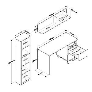 Masa de birou Trendy HA115 2642 Nuc (Maro)/Alb