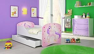 Pat copii Acma Meble I Pony 80x180 sertar/saltea 7cm Alb