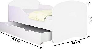 Pat copii Acma Meble I Pony 80x180 sertar/saltea 7cm Alb