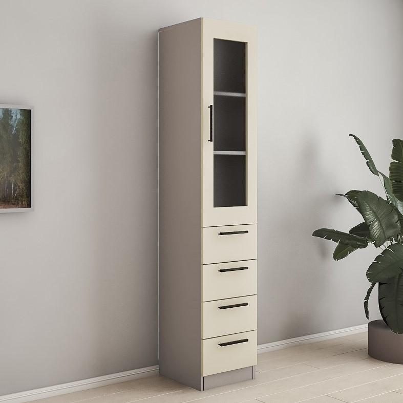 Dulap cu vitrina PS PT-40 (4 sert.) Toffi / Bej