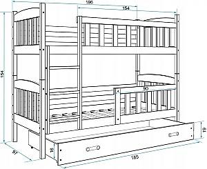 Pat copii BMS Group Kubus sertar/saltea 90x190 Alb