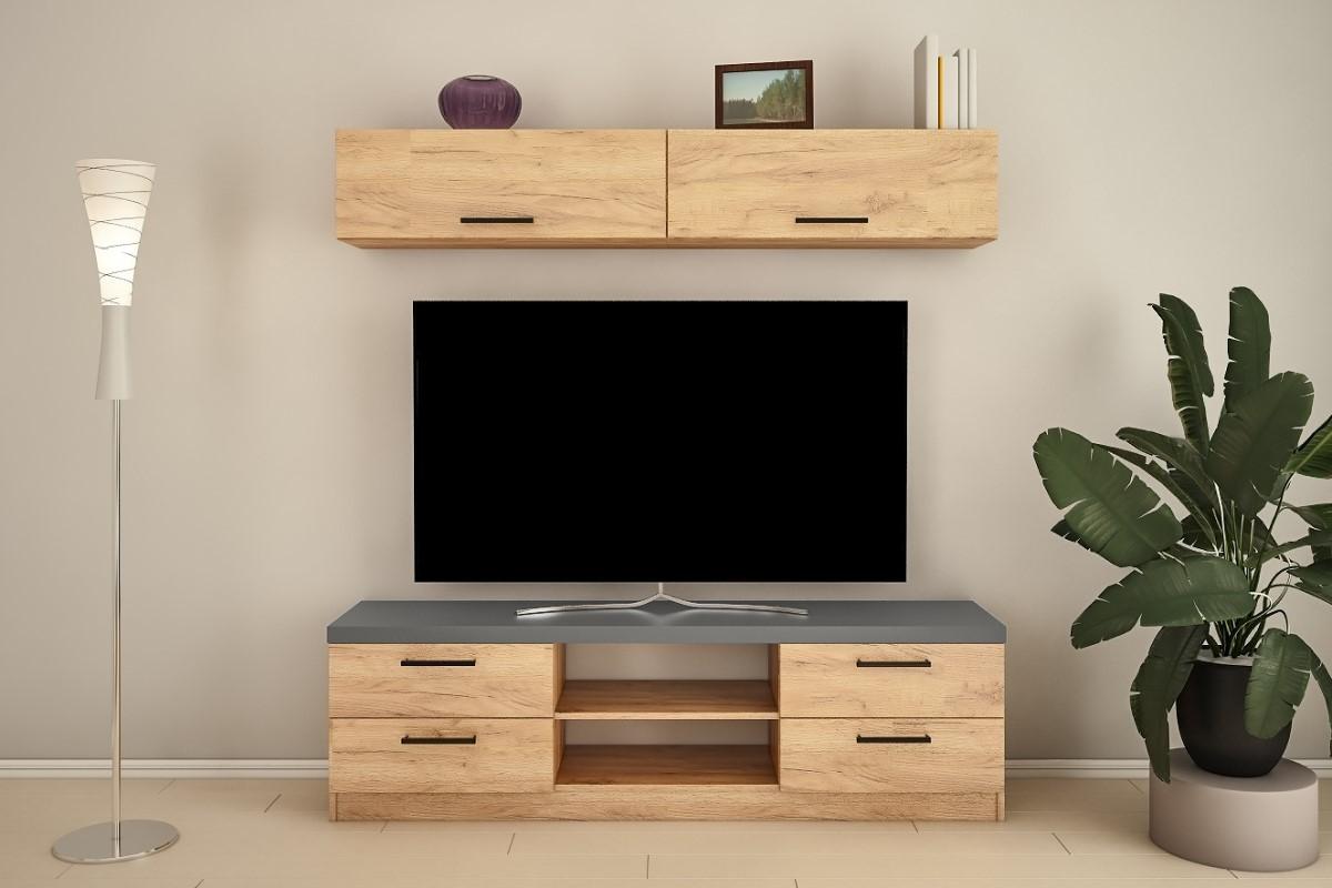 Living PS Z-2 (TV-1.8 m) 1.8 m Stejar Auriu / Grafit Gri