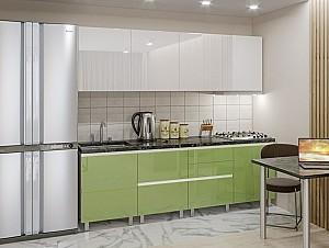 Set mobila bucatarie PS Gola-2 2.4 m (MDF lucioasa) Alb / Verde