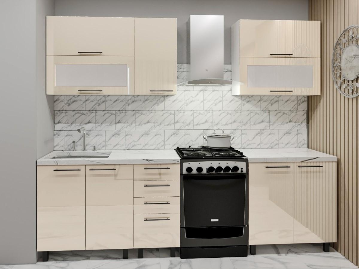 Set mobila bucatarie PS Lena (orizontal) 2 m (MDF lucioasa) Bianco