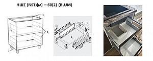Set mobila bucatarie PS Blum 2 m (MDF luciosa) Alb / Maro