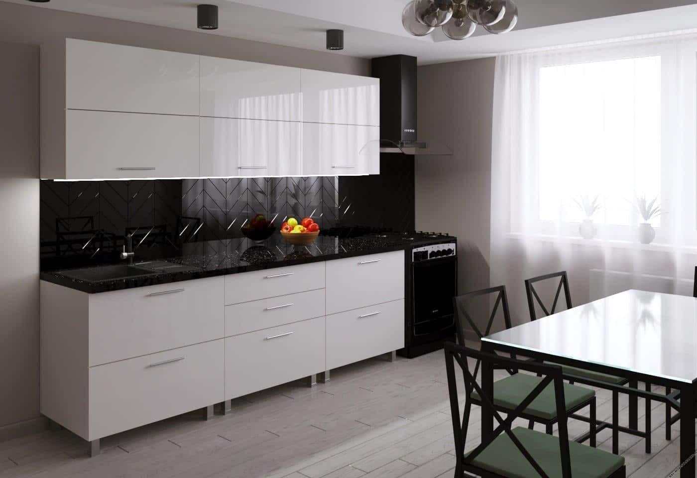 Set mobila bucatarie PS Garis (High Gloss) 2.4 m White