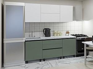 Set mobila bucatarie PS Gola-1 (Trendy Panel) 2 m White(Alb)/Relax Green(Verde)