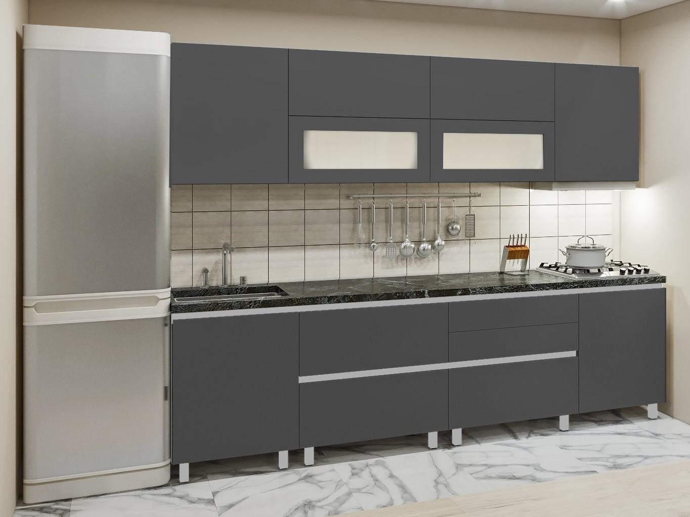 Set mobila bucatarie PS Gola-5 (Trendy Panel) 2.8 m Storm Grey(Gri)