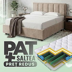 Pat Alcantara Avangard 140x200 Bej + Saltea Salt Confort Clasic 140x200