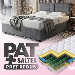 Pat Alcantara Artemida 180x200 Gri + Saltea Salt Confort Lux 180x200