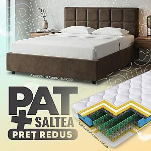 Pat Alcantara Avantaj 140x200 Maro + Saltea Salt Confort Clasic 140x200