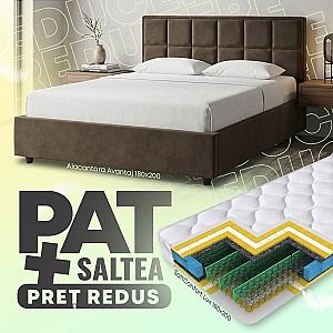 Pat Alcantara Avantaj 180x200 Maro + Saltea Salt Confort Lux 180x200