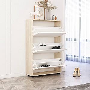 Dulap pentru incaltaminte Mobildor Lux Leo 60 3D (60x27x125H cm) Дуб Сонома / Белый