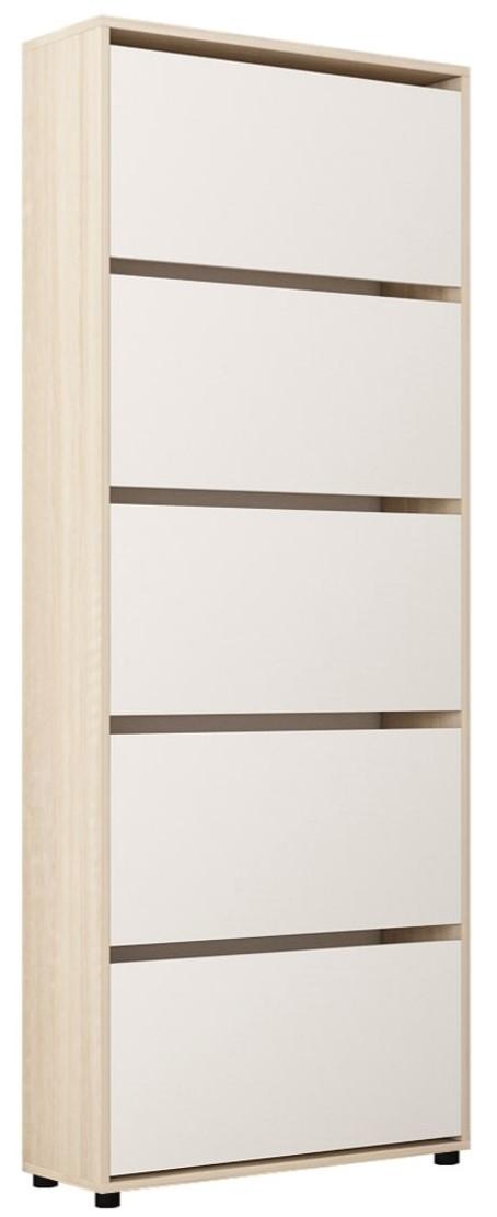 Dulap pentru incaltaminte Mobildor Lux Leo 60 5D (60x27x203H cm) Stejar Sonoma / Alb