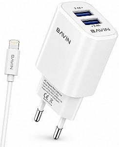 Incarcator telefon BAVIN PC913L + Cable Lightning White