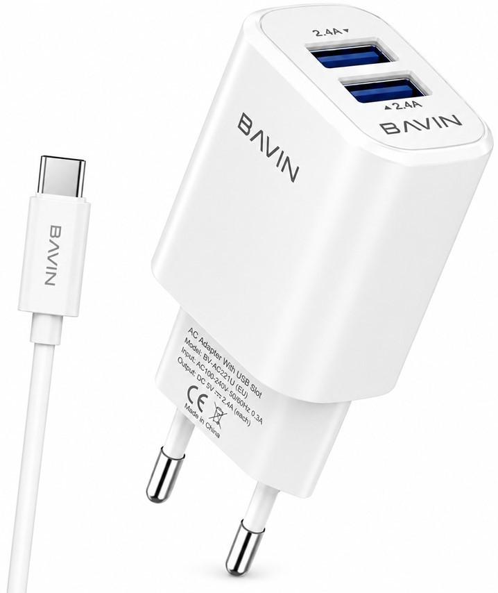 Incarcator telefon BAVIN PC913T + Cable Type-C White