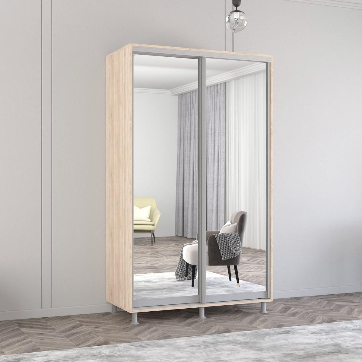 Dulap-cupe Mobildor Lux Aron 140 (2 oglinzi) Stejar Sonoma