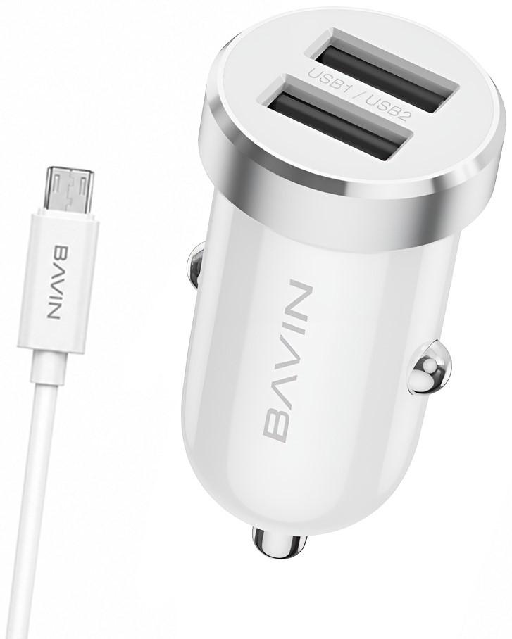 Incarcator auto BAVIN PC862MIWH + Cable Micro-USB White