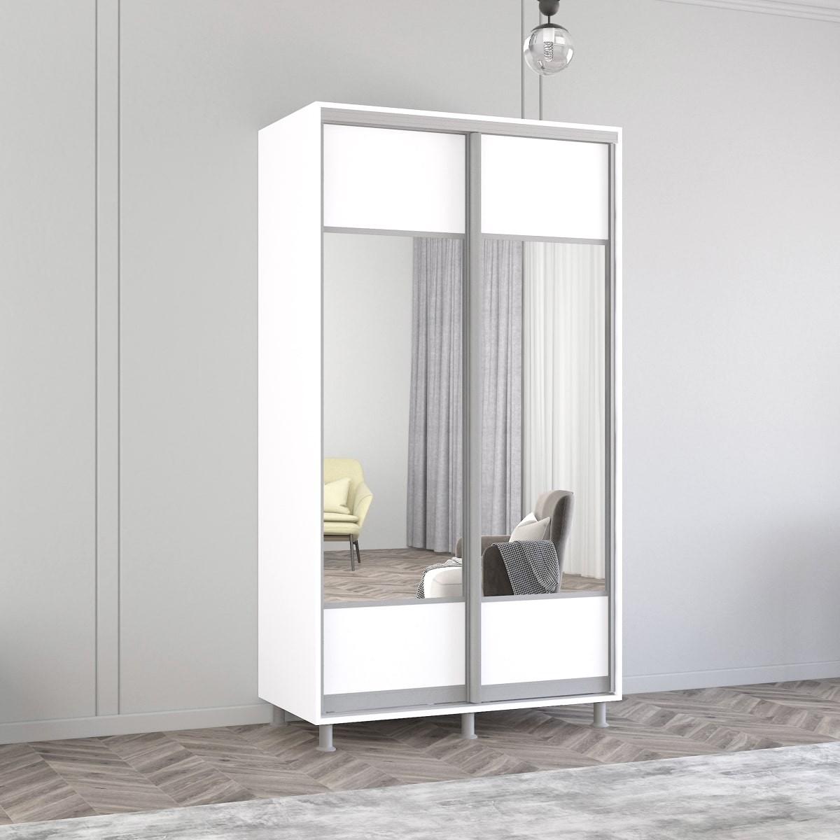 Dulap-cupe Mobildor Lux Aron 120 (2 oglinzi K1-orizontal) Alb
