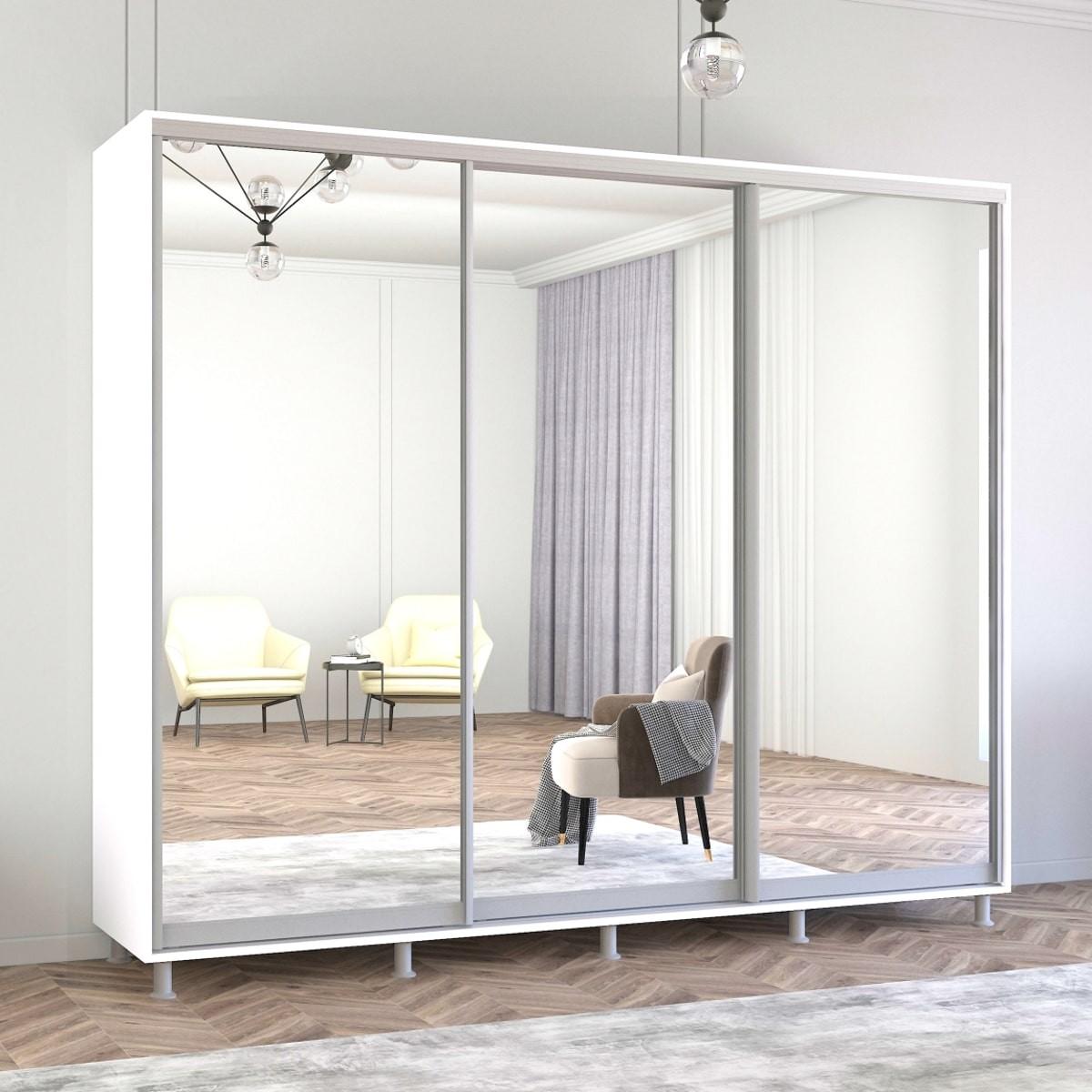 Dulap-cupe Mobildor Lux Aron 260 (3 oglinzi) Alb