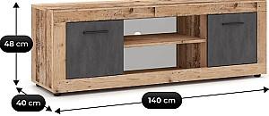 Tumba pentru televizor Mebel Elite Blago 140cm Stejar netratat (Maro)/Grafit